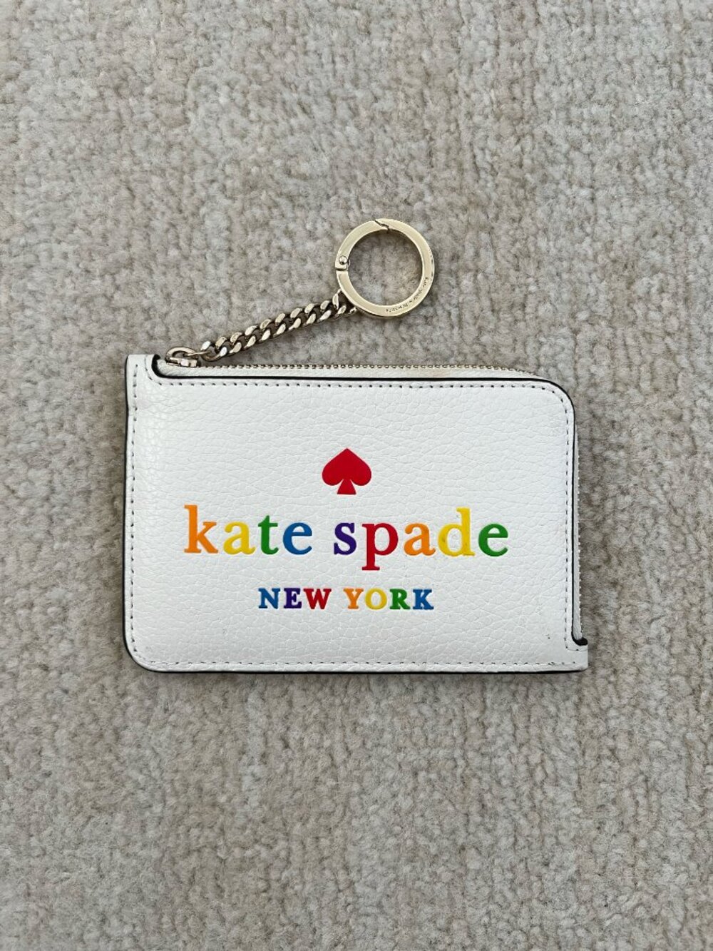 Kate Spade Pride Medium L-Zip Card Holder Wallet Rainbow Keychain Bag